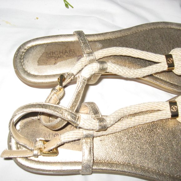 MICHAEL KORS GOLD AND ROPE SANDALS 9.5M - Picture 10 of 11